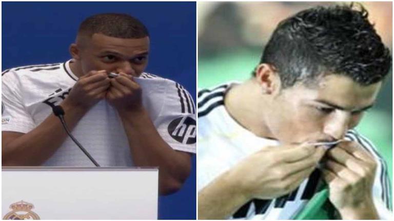 تشابهات بين حفل تقديم مبابي ورونالدو بقميص ريال مدريد (فيديو وصور) 1 تشابهات بين حفل تقديم مبابي ورونالدو بقميص ريال مدريد (فيديو وصور)