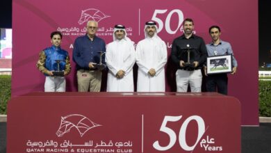 المهرة دوحة بو ثيلة تفوز بكأس الهملة للخيل المهجنة