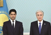 ناصر الخليفي يلتقي الرئيس الكازاخستاني