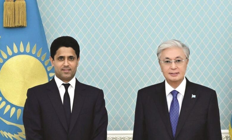 ناصر الخليفي يلتقي الرئيس الكازاخستاني