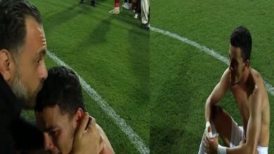 بكاء محمد شحاتة بعد التتويج بالدوري مع الزمالك وجون إدوارد
